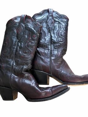 Circle G by Corral Women's Dark Brown Embroidered Leather Heeled Boots